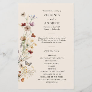 Boho-Wildblumen-Hochzeitsprogramm