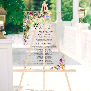 Boho-Wildblumen-Hochzeitsprogramm Acrylschild