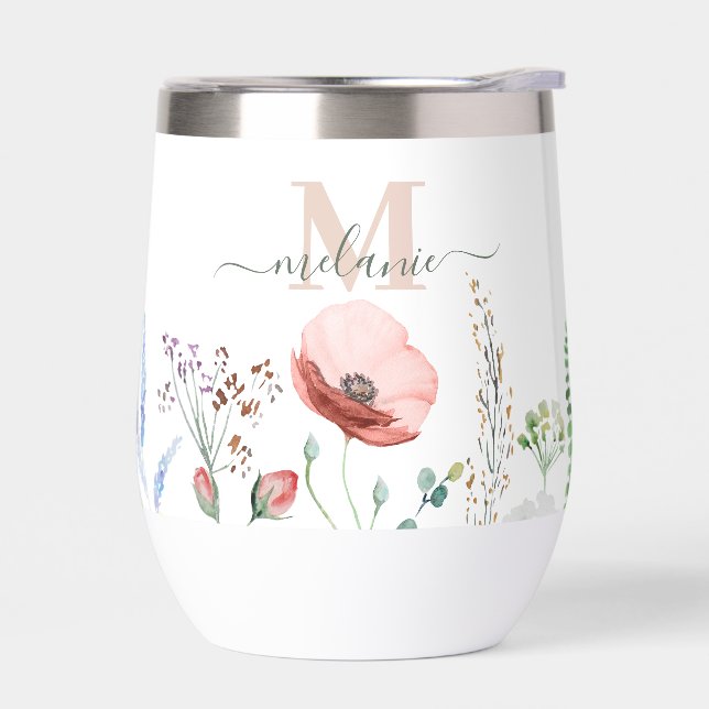 Boho Wildblumen Individuelle Name Monogram (Links)