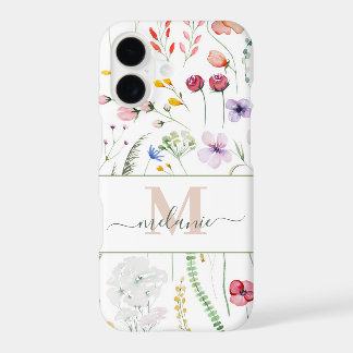 Boho Wildblumen Individuelle Name Monogram