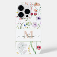 Boho Wildblumen Individuelle Name Monogram