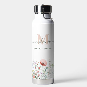 Boho Wildblumen Individuelle Name Monogram Trinkflasche
