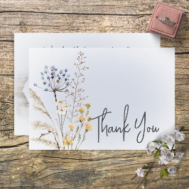 Boho Wildblumen Modern Blue Wedding Vielen Dank Dankeskarte
