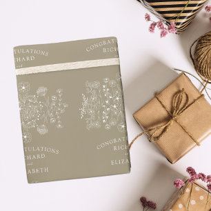 Boho-Wildblumen Moderne Aquarell-Hochzeit Geschenkpapier