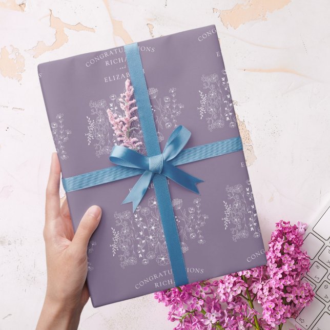 Boho-Wildblumen-Moderne-Aquarell-Hochzeit Geschenkpapier (Von Creator hochgeladen)