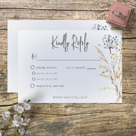 Boho Wildblumen Moderne Blue Response Card RSVP Karte