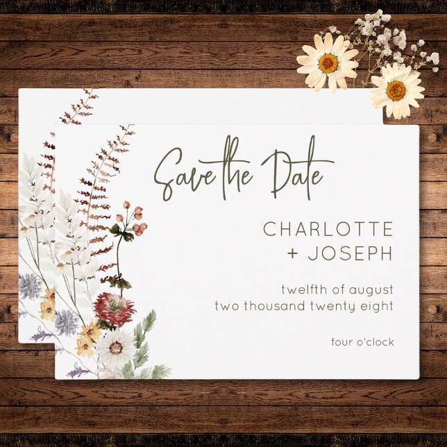 Boho Wildblumen Moderne Blumenhochzeit Save The Date (Boho Pastel Wildflowers Modern Floral Wedding Save The Date)