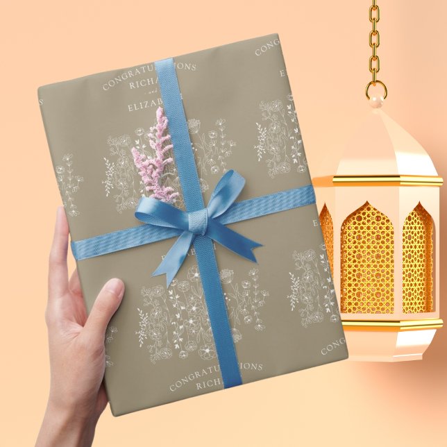 Boho-Wildblumen-Moderne-Wasserfarben-Hochzeit Geschenkpapier (Von Creator hochgeladen)
