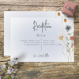 Boho Wildblumen Modernes Blue Empfang Hochzeit Begleitkarte