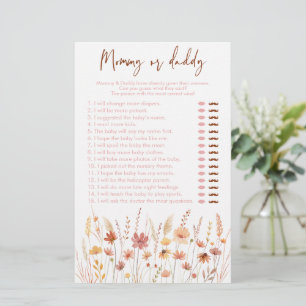 Boho Wildblumen Mommy oder Daddy Baby Shower Game