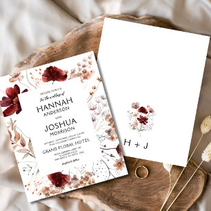 Boho-Wildblumen-Monogramm-Hochzeits-Einladung