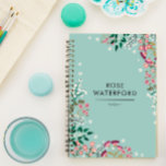 Boho Wildblumen - Name Notizbuch<br><div class="desc">Niedliches Notizbuch in einem bohenhaften Blumendesign mit rosa,  violetten und weißen Blume. Fügen Sie Ihren Namen und das Thema des Notebooks hinzu.</div>