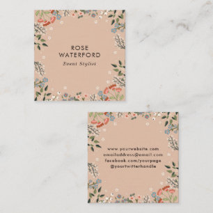 Boho Wildblumen - Neutrale Boho-Farbpalette Quadratische Visitenkarte
