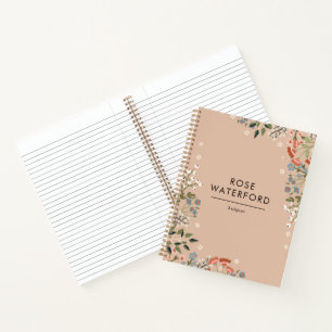 Boho-Wildblumen - Neutrale Farbpalette - Ihr Name Notizbuch