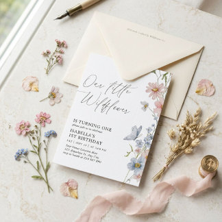 Boho-Wildblumen-Party zum ersten Geburtstag Einladung