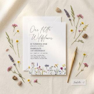 Boho-Wildblumen-Party zum ersten Geburtstag Einladung