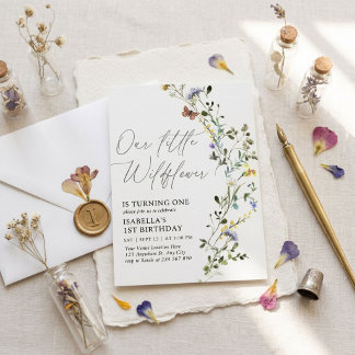 Boho-Wildblumen-Party zum ersten Geburtstag Einladung