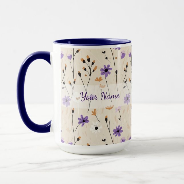Boho-Wildblumen Personalisierte Blumen Tasse (Links)