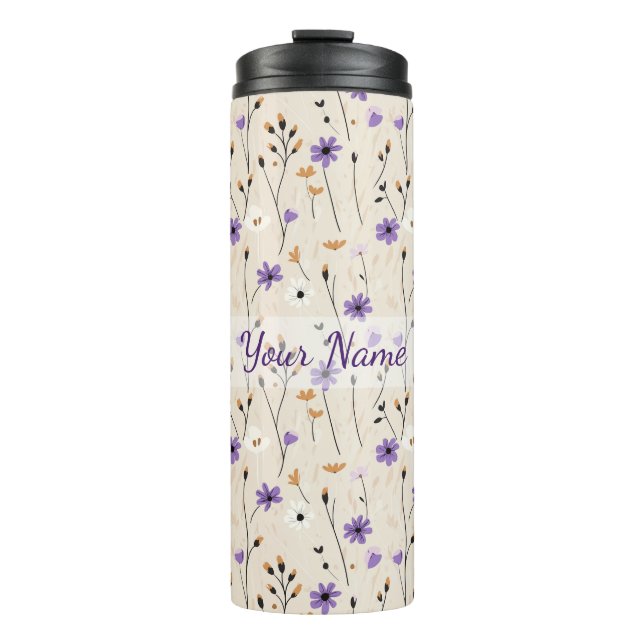 Boho Wildblumen Personalisierte Blumen Thermosbecher (Vorderseite)