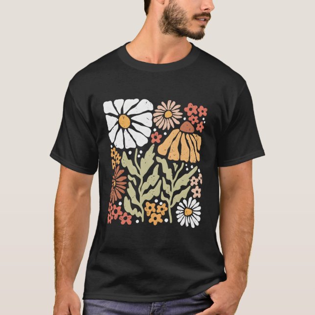 Boho Wildblumen Pflanze Gartenarbeit Blume Natur T-Shirt (Vorderseite)