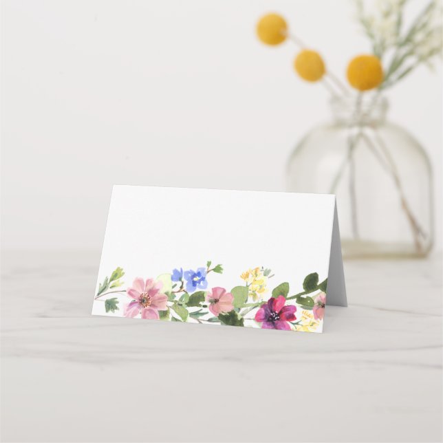 Boho-Wildblumen-Platzkarte Platzkarte (Vorderseite)