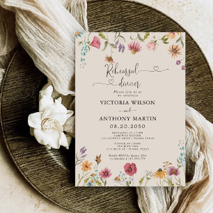 Boho Wildblumen Probe Abendessen Einladung