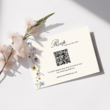 Boho Wildblumen QR Code Hochzeit