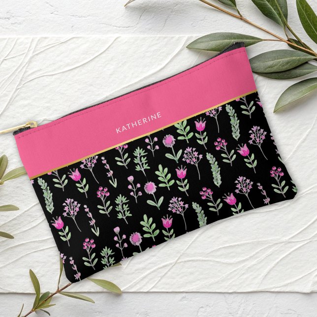 Boho Wildblumen Rosa Mädchenhaft Trendig Zubehörtasche (Von Creator hochgeladen)