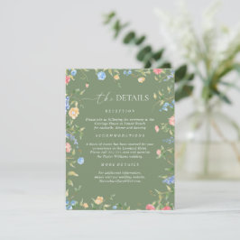 Boho-Wildblumen-Sagegrüne Hochzeitsdetails Begleitkarte