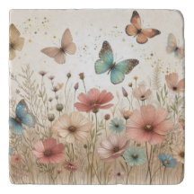 Boho Wildblumen & Schmetterlinge Vinyl Wrapped Fla