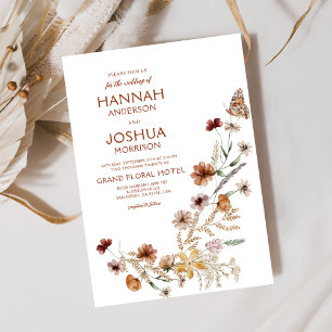 Boho-Wildblumen-Schmetterlingsgarten-Hochzeit Einladung