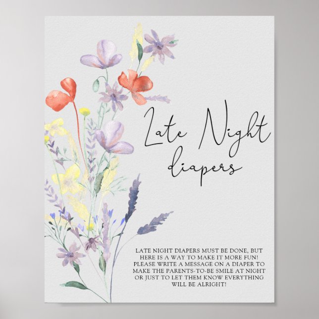 Boho Wildblumen \ Spate night diaper game Poster (Vorne)