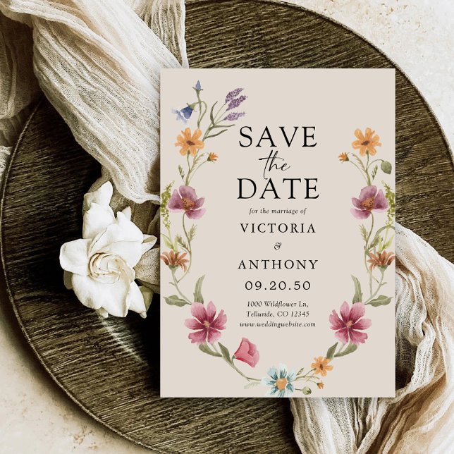 Boho-Wildblumen speichern Datumskarten Save The Date (Von Creator hochgeladen)