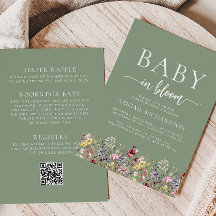 Boho Wildblumen sprechen von Green QR Code Babydus