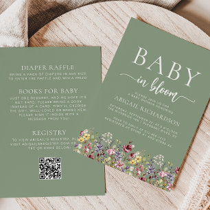 Boho Wildblumen sprechen von Green QR Code Babydus Einladung
