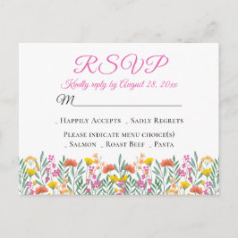 Boho Wildblumen Spring Floral Wedding RSVP Einladungspostkarte