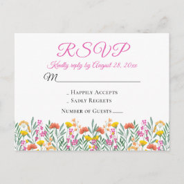 Boho Wildblumen Summer Floral Wedding RSVP Einladungspostkarte