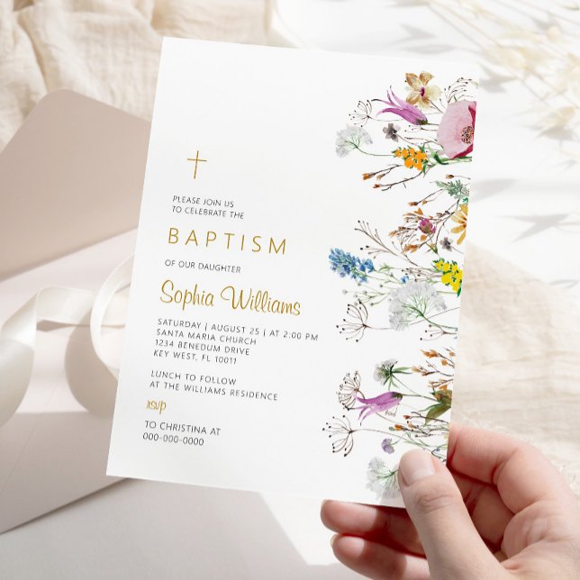Boho Wildblumen Taufe Einladung (Von Creator hochgeladen)