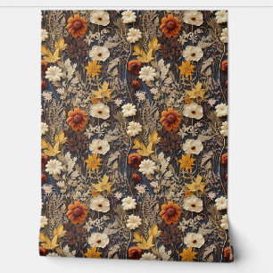 Boho Wildblumen Terracotta rostige Herbstfarben Tapete