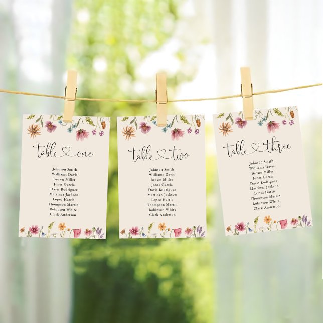 Boho Wildblumen Tischnummer 3 Sitzplan (Von Creator hochgeladen)