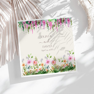 Boho Wildblumen und Akazie Hochzeitsservietten Serviette