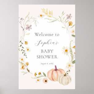 Boho Wildblumen und Pumpkins Baby Dusche Willkomme Poster