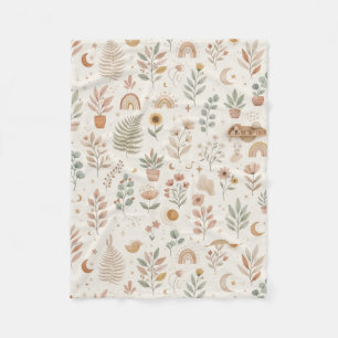 Boho Wildblumen und Topfpflanzen Neutrales Baby Fleecedecke
