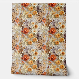 Boho Wildblumen verbrennen orange Herbstfarben Tapete