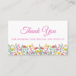 Boho Wildblumen Vielen Dank, dass Sie Pink Floral  Platzkarte