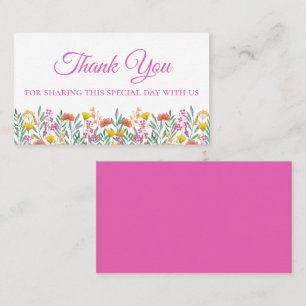 Boho Wildblumen Vielen Dank, dass Sie Pink Floral  Platzkarte