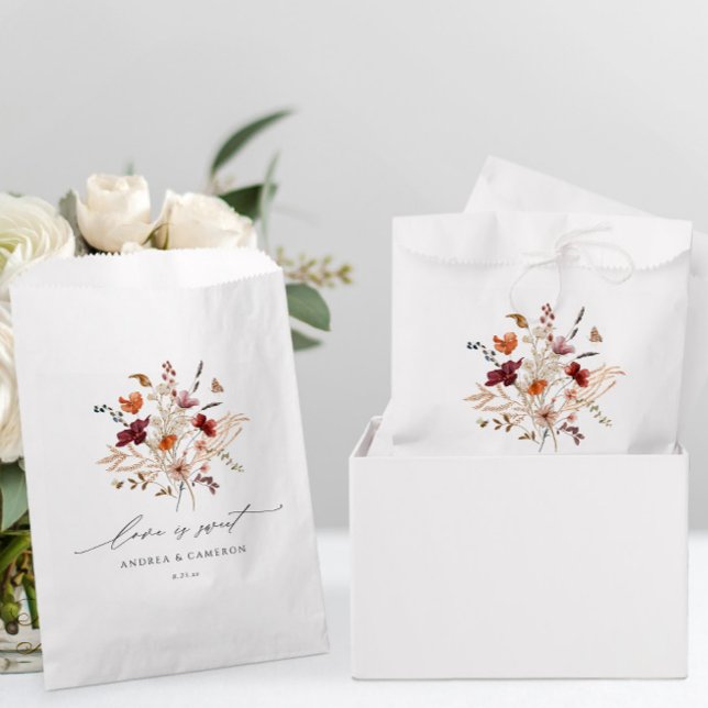 Boho Wildblumen Vintage Hochzeit im Herbst Geschenktütchen (Wildflower Wedding Favor Bags for a Fall Wedding - Vintage Bouquet - Love is Sweet)