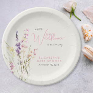 Boho-Wildblumen-Wasserfarben-Baby-Party Pappteller