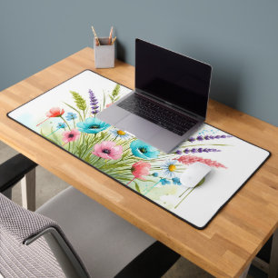 Boho-Wildblumen-Wasserfarben-Blumen-Paint-Drip Schreibtischunterlage