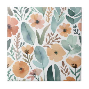 Boho-Wildblumen-Watercolor-Blumen-Pastell-Akzent Fliese